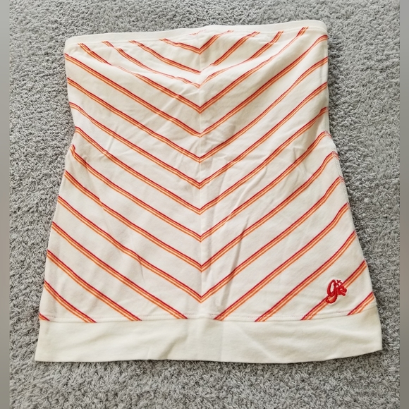 Guess Orange and White Chevron Pattern Tube Top - Picture 1 of 3